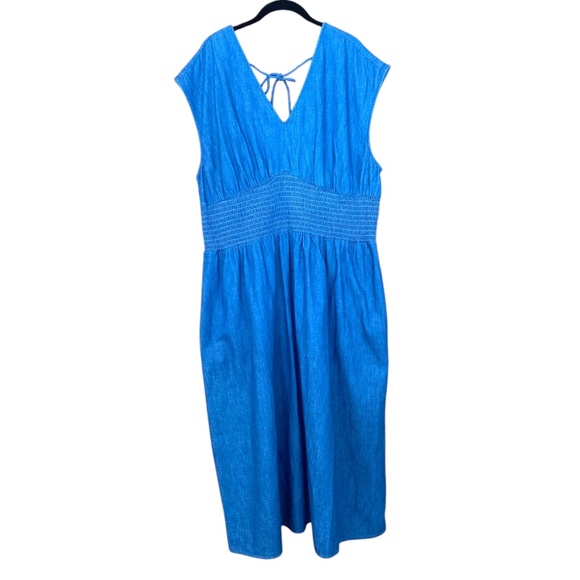 NWT Old Navy XL Sleeveless Tie Back Long Denim Dress Summer Spring Y2K vibes - Picture 1 of 5